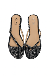 Sandale Dama C'M® Bandana Noir – Stil Urban cu Print Paisley